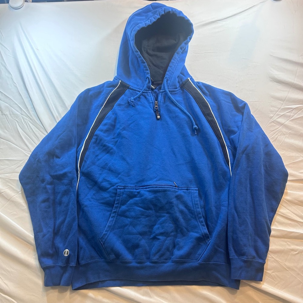 Holloway Mens Royal Blue Quarter Zip Hoodie Fleece Sweatshirt Large RN 11783